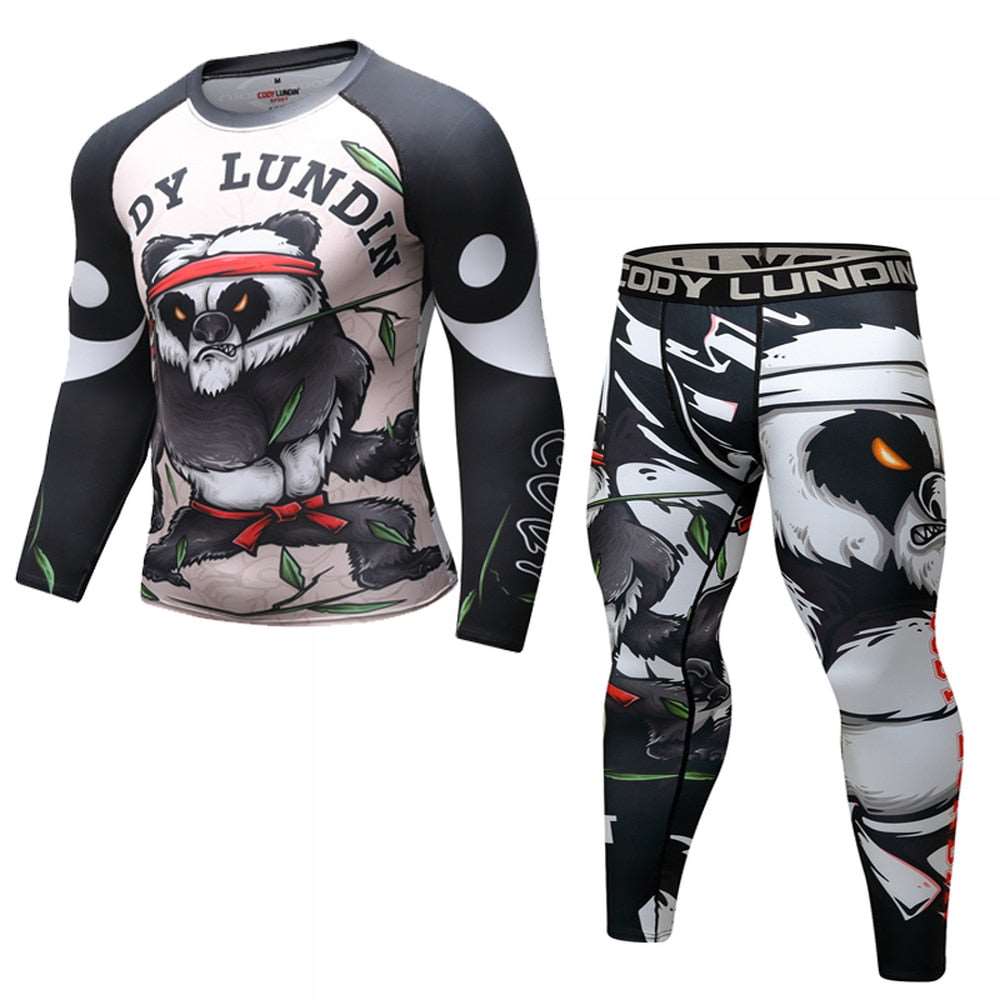 Angry Panda BJJ Sport Set - Long Sleeve Rashguard and Spats - BJJ Wholesale