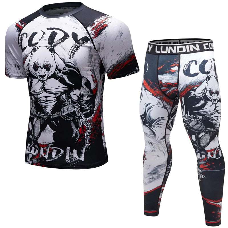 Savage Panda BJJ Sport Set - Short Sleeve Rashguard and Spats