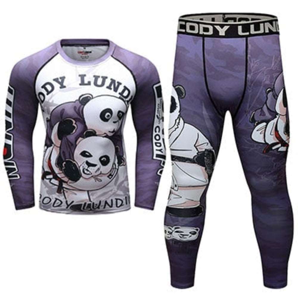 Panda rash guard and compression leggings bundle set for bjj