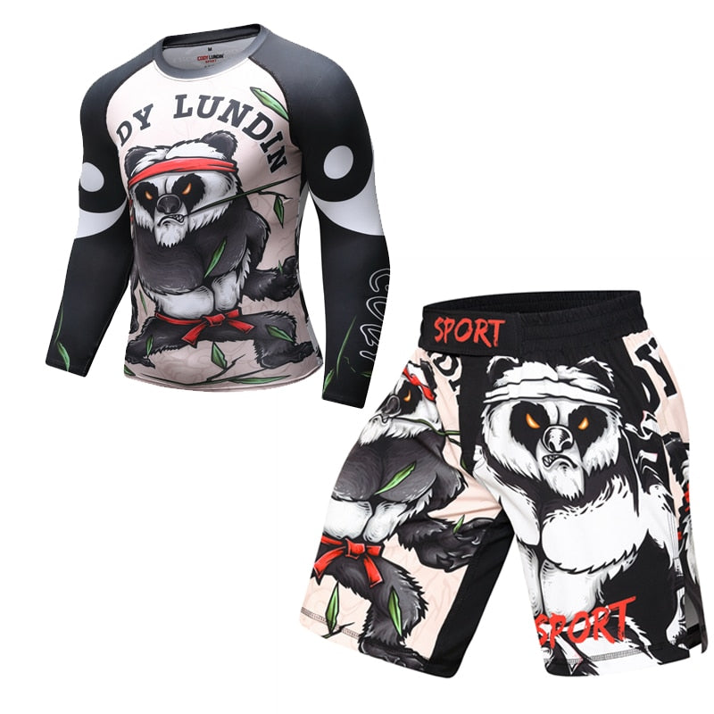 Angry Panda BJJ Sport Set - Long Sleeve Rashguard and Shorts - BJJ Wholesale