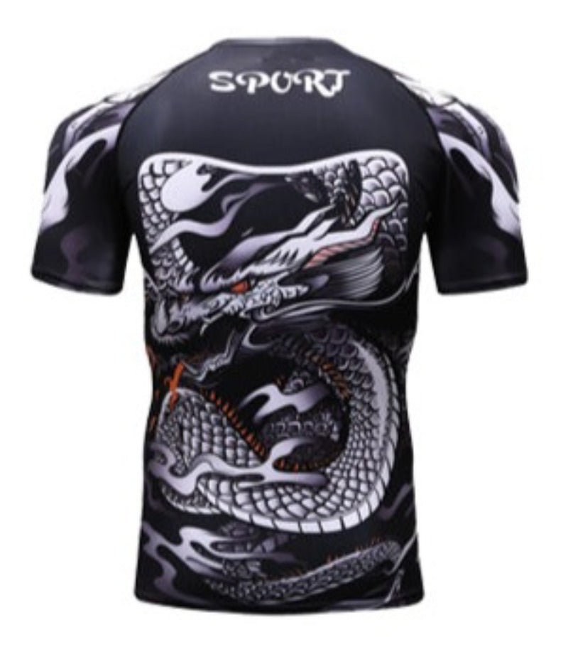 White Dragon BJJ Sport Set - Short Sleeve Rashguard and Spats